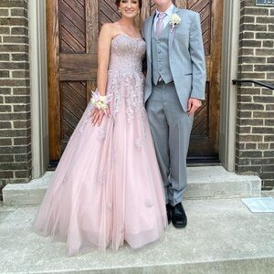 Sherri Hill Pink Strapless Prom Dress